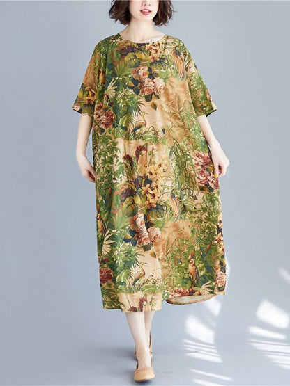 Oversize Short Sleeves Printed Dress