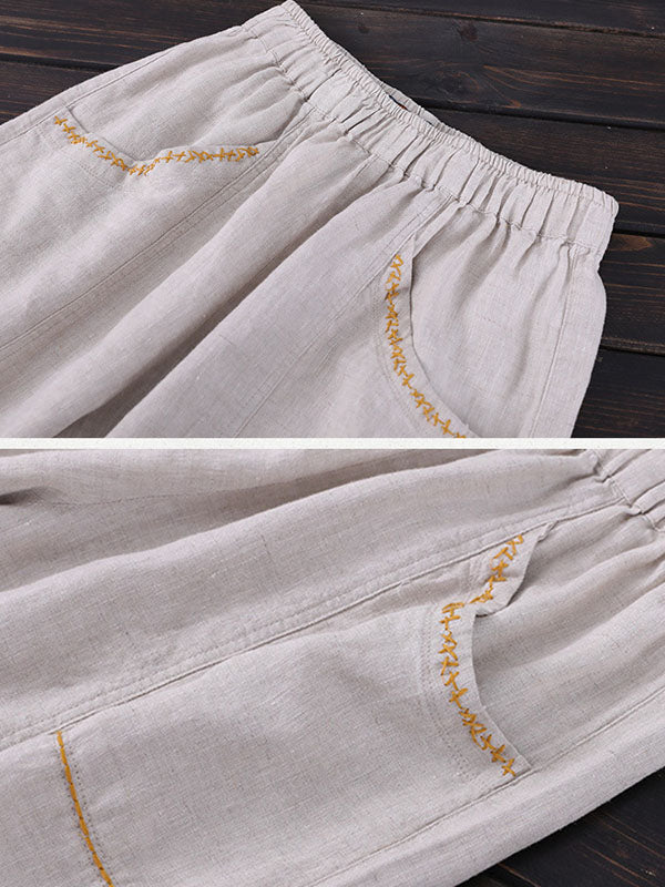 Simple Solid Color Elasticity Waist Harem Pants