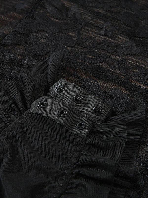 Sexy Hollow Ruffled Bodysuit Lingerie