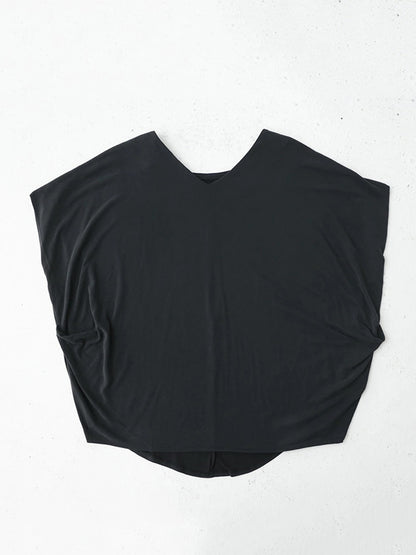 Simple Solid Color Batwing Sleeves V-Neck Shirts