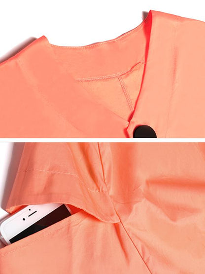 Vintage Loose Oversize V-neck Solid Dress