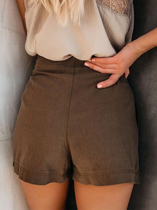 Large Size Belted Summer Slim Fit Shorts