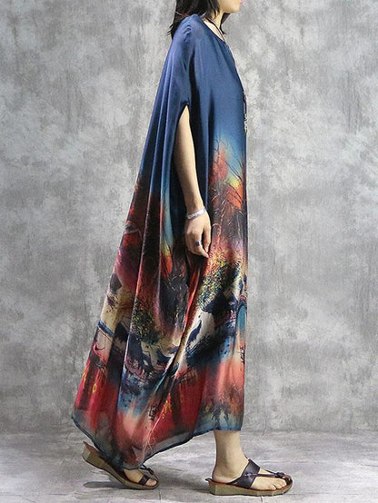 Loose Retro Silk Long Dress