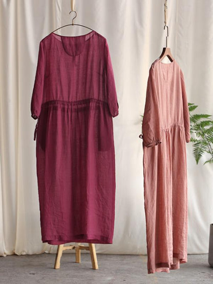 Loose Literary Ramie Cotton Long Dress
