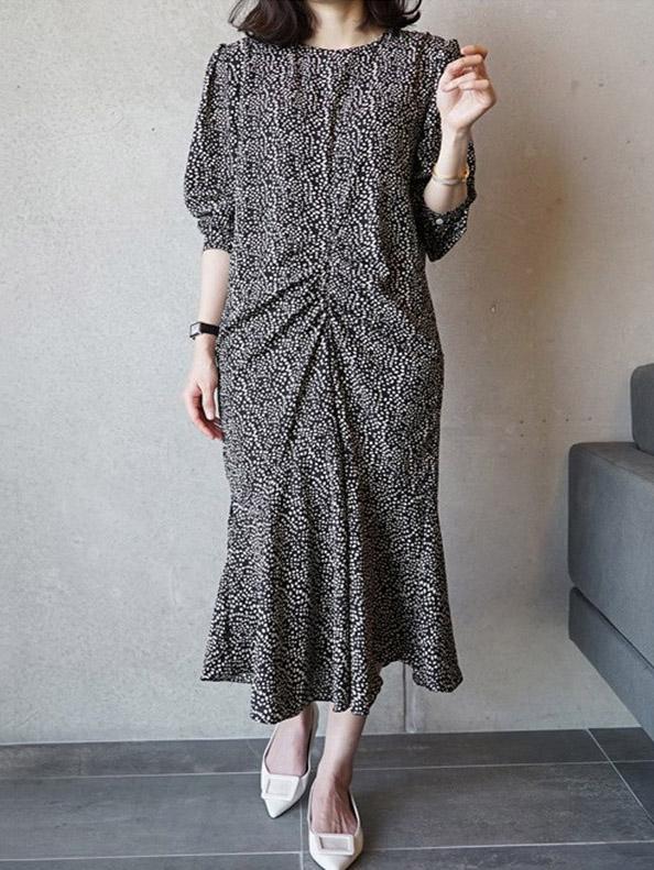 Cropped Floral Loose Plus Size Midi Dresses