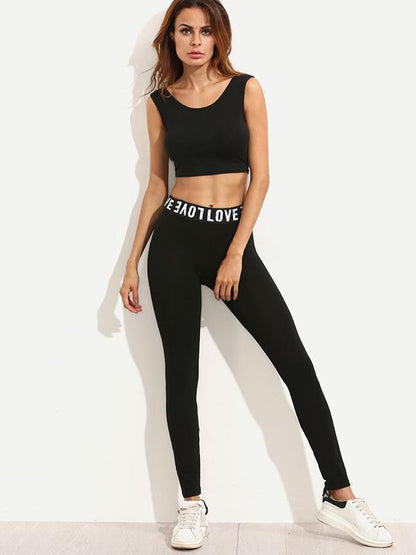 Letter Printed Lift The Hip Workout Leggings