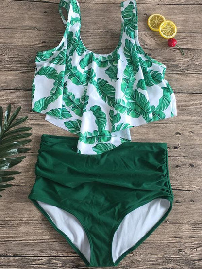 Ruffle High Waisted Tankini Swimsuit