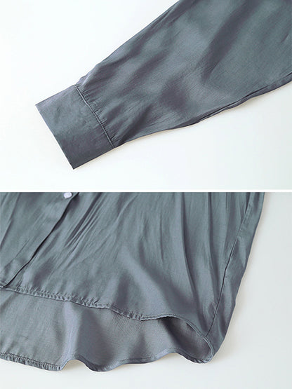 Original Solid Color Thin Lapel Blouses&Shirts Tops