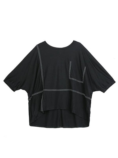 Batwing Sleeves Asymmetric Shirt