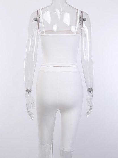 Solid Split-joint Tank and Sports Shorts Suits