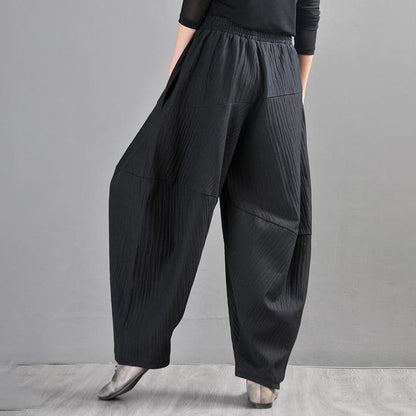 Buykud Casual Loose Comfortable Texture Harem Pants