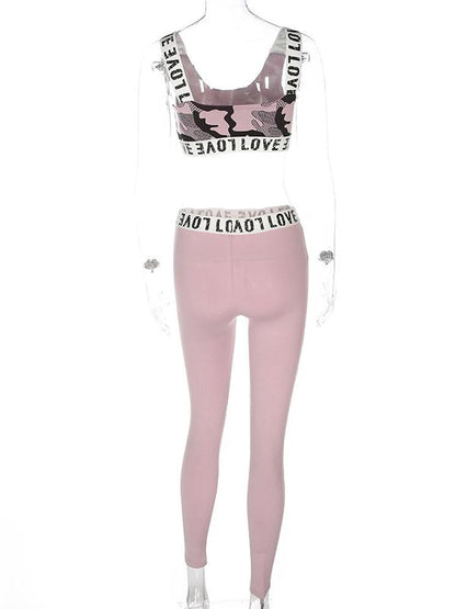 Camouflage Printed Patchwork Gauze Yoga&Gym Suits