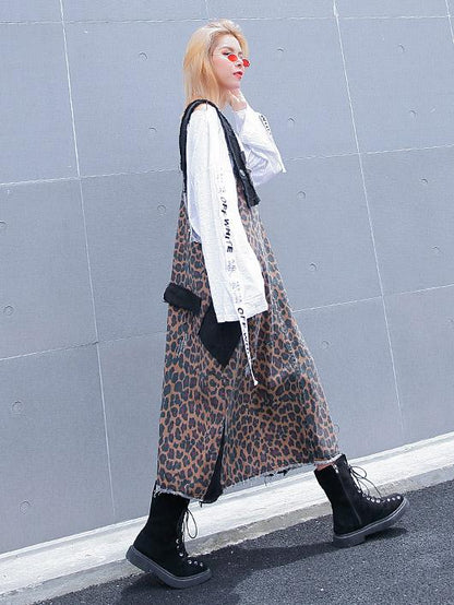 Loose Leopard Braces Dress