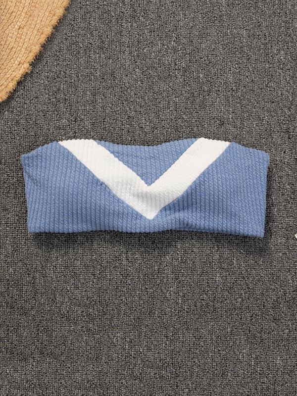 Split-Joint Strapless Split Bikini Swimsuit