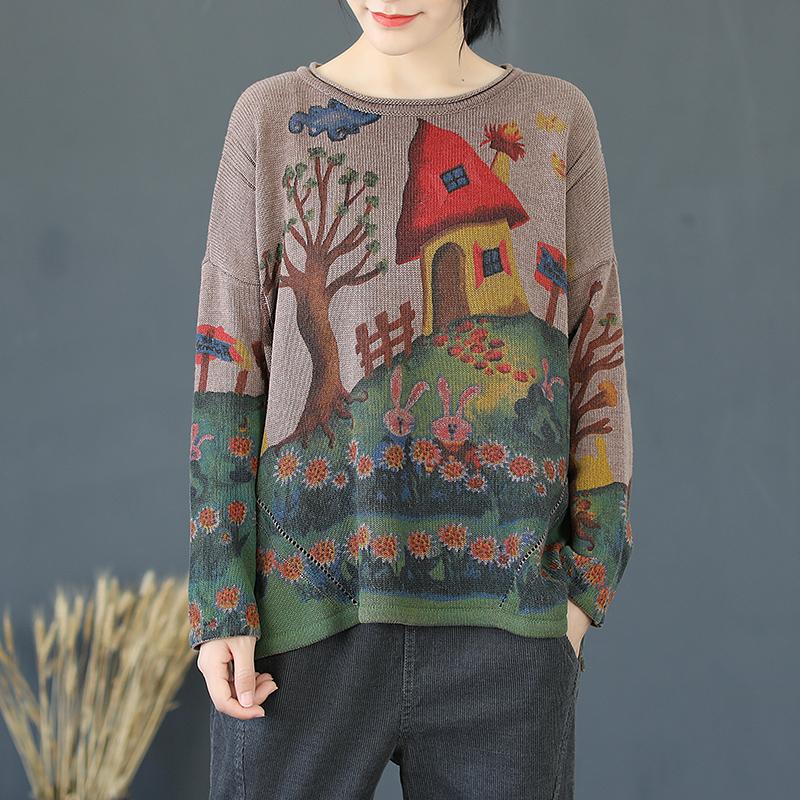 Buykud Print Soft And Comfortable Sweat-Absorbent Breathable Sweater