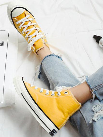 High Top Solid Canvas Sneaker Shoes