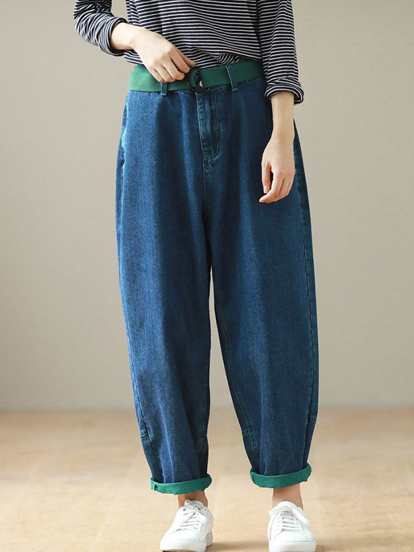 Simple Empire Waisted Wide Leg Harem Jean Pants