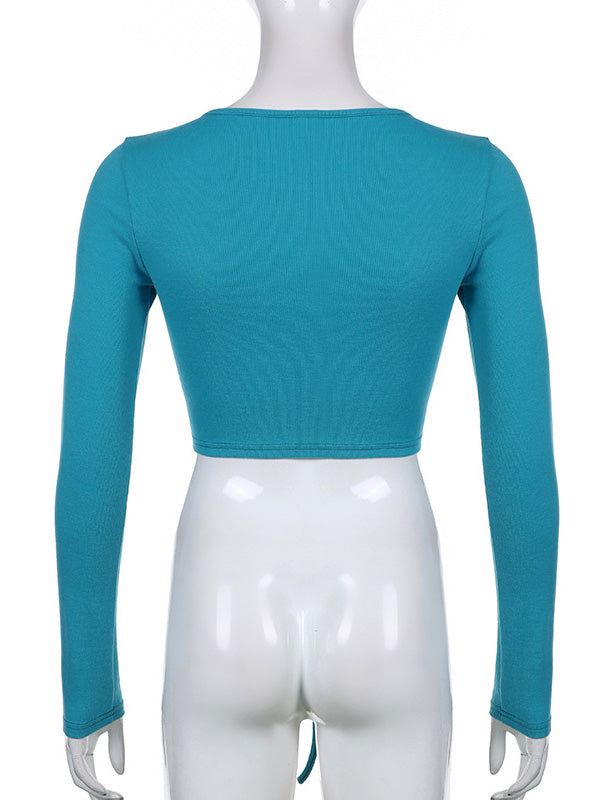 Drawstring  Pockets Long Sleeves Drawstring  Tees