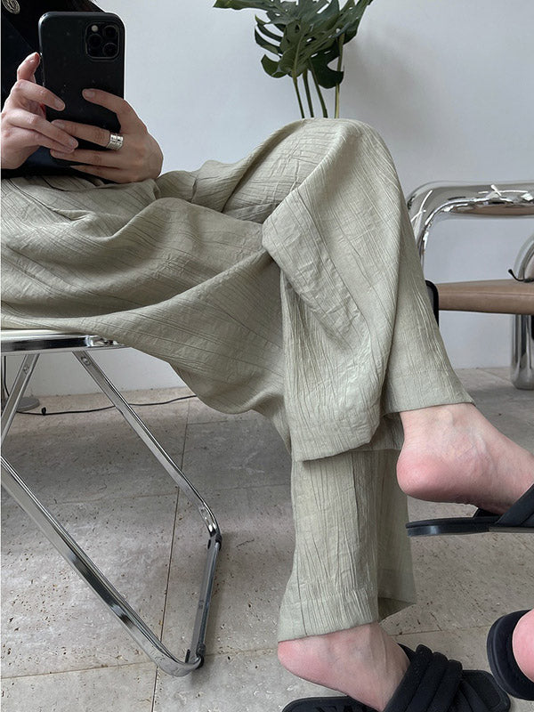 Simple Solid Color High Waisted Wide Leg Pants