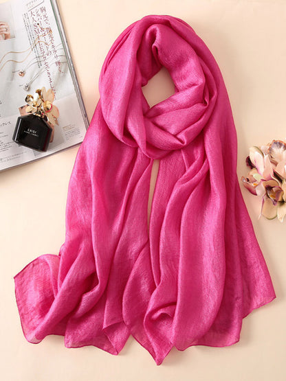 Casual Solid Color Keep Warm Sun Protection Silk Shawl&Scarf