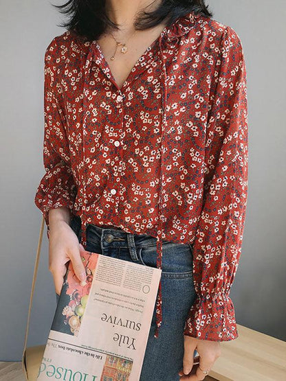 V-neck Floral Shirt