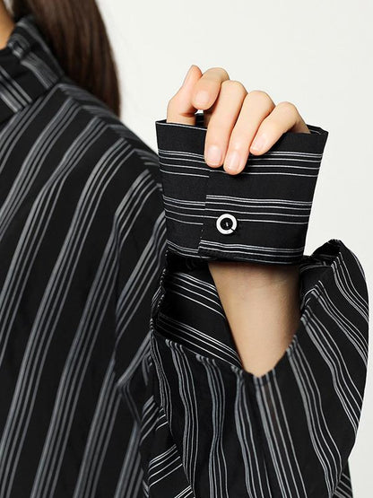 Casual Cutting Sleeve Stripped Shirt Dress