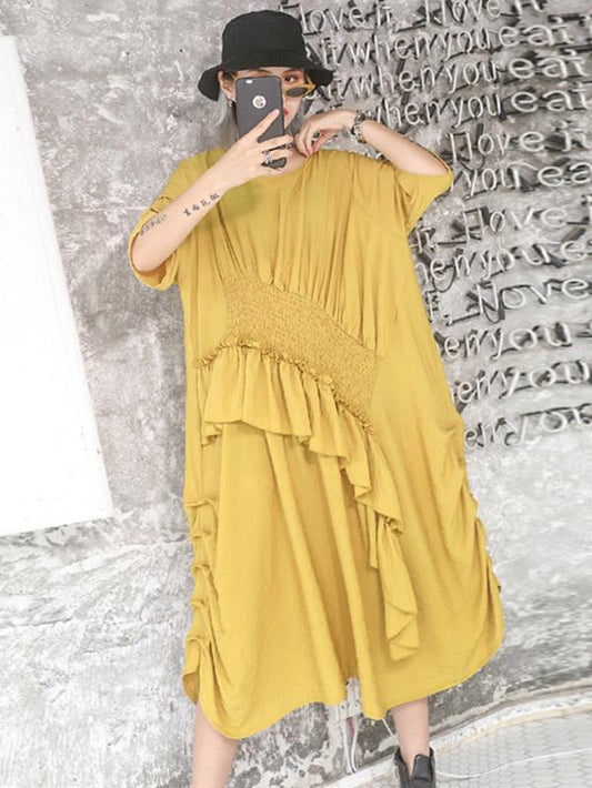 Loose Irregular Falbala Split-joint Long Dress