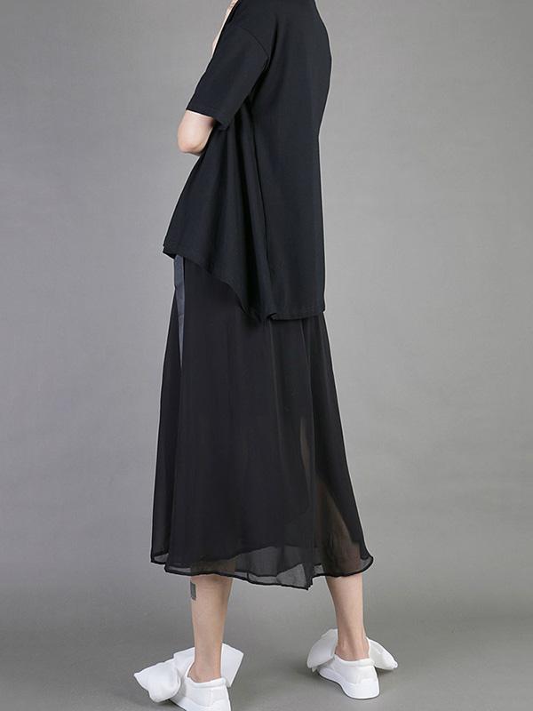 Original Solid Chiffon Pleats Skirt