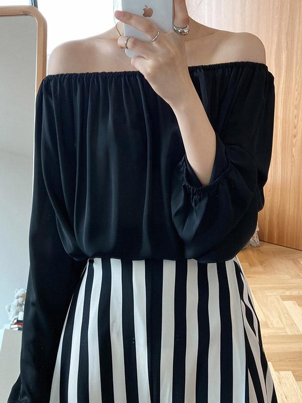 Loose Off Shoulder Chiffon Blouses