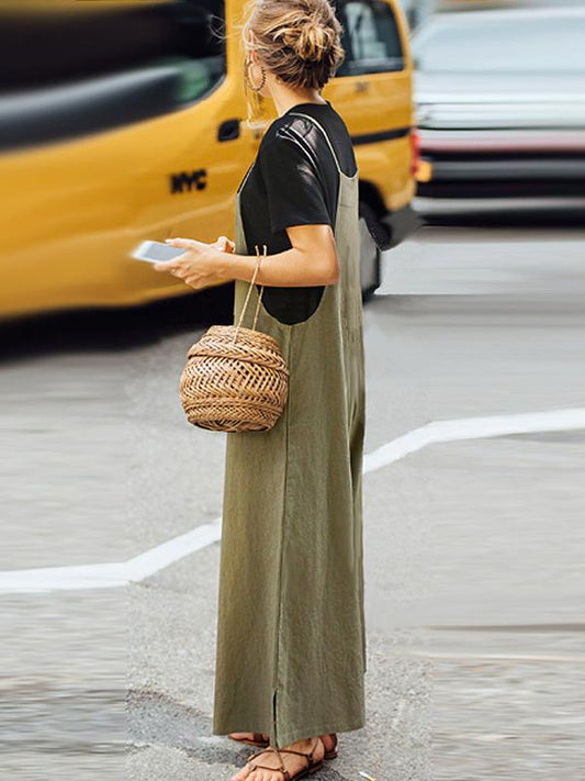 Spagetti-neck Loose Long Jumpsuits