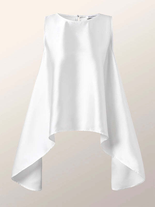 Original Casual Pleated Irregular High-Low Vest Top