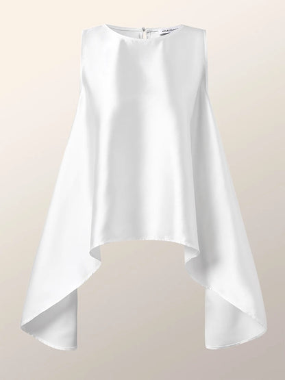 Original Casual Pleated Irregular High-Low Vest Top