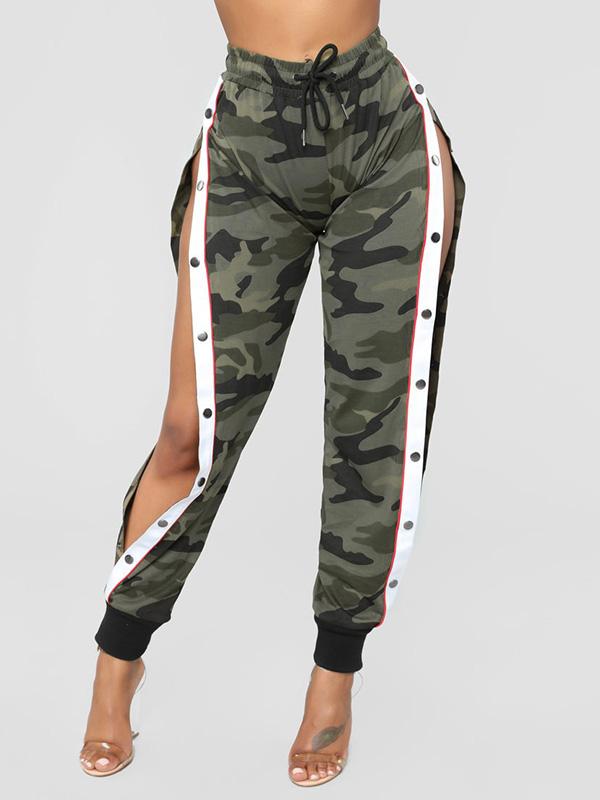 Fashion Casual Camouflage Split-Side Pants