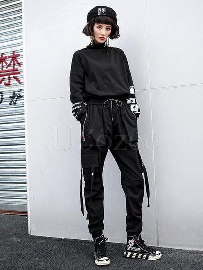 Casual Zipper Drawstring Overall Pants