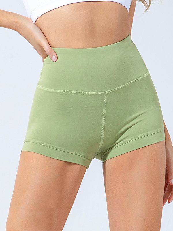 Solid Color Wrap High-Waisted Sports Shorts