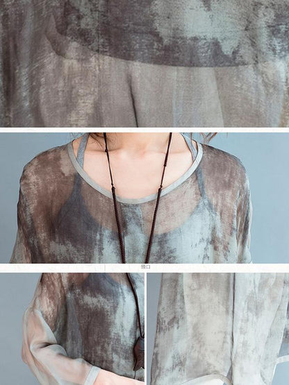 Summer Loose Silk Printed Maxi Dress