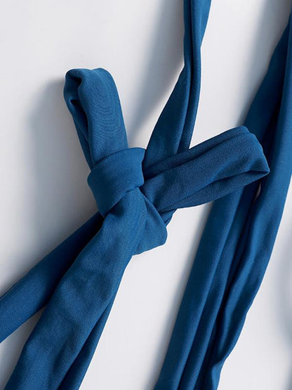 Dull Solid Blue Bikinis Swimwear