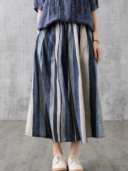 Original Linen Stripe Empire A-Line Skirt