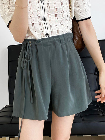 Cuprammonuium Bandage High-Waisted Wide-Leg Shorts
