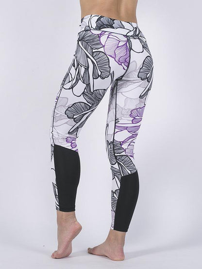 Split-joint Printed Floral Yoga Leggings