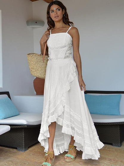 Asymmetric Falbala Hollow Skirt Bottoms