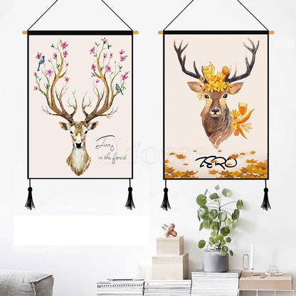 Modern Deer Printed Wall Hanging Decoration