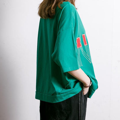 Embroidered And Half-Applique Letters T-Shirt