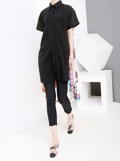 High-low Short Sleeves Backless Shirt