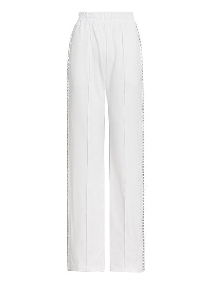 Simple Wide Leg Diamond Encrusted Pants
