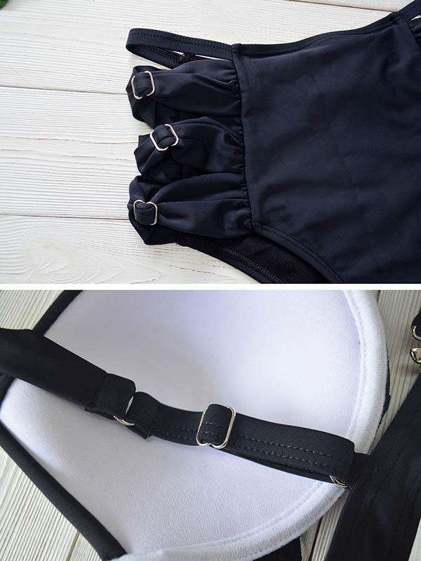 Solid Color Underwired Bikini Swimsuit