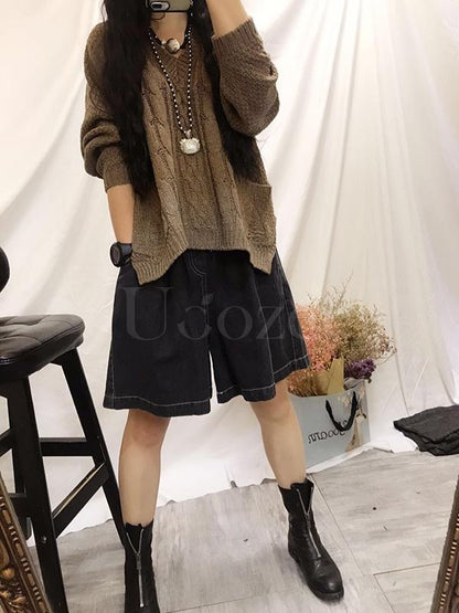 Original Printed High-low Pocket Sweater