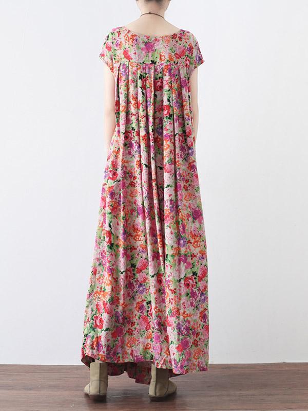 Original Floral Round-Neck Dress