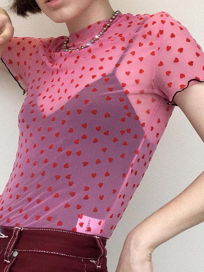 Mock Neck Frilled Crop Tee