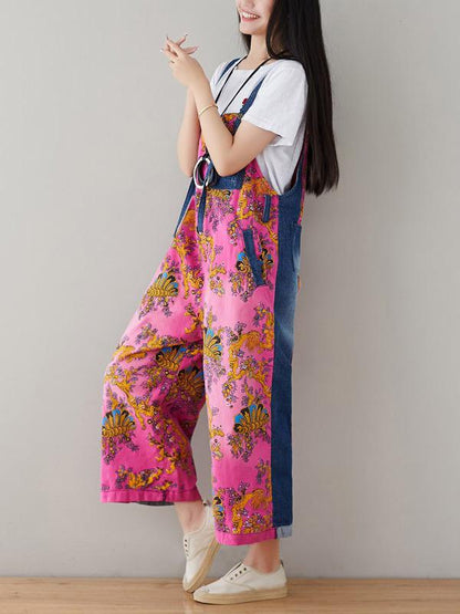 Multicolor Printed Wide Leg Jean Pants